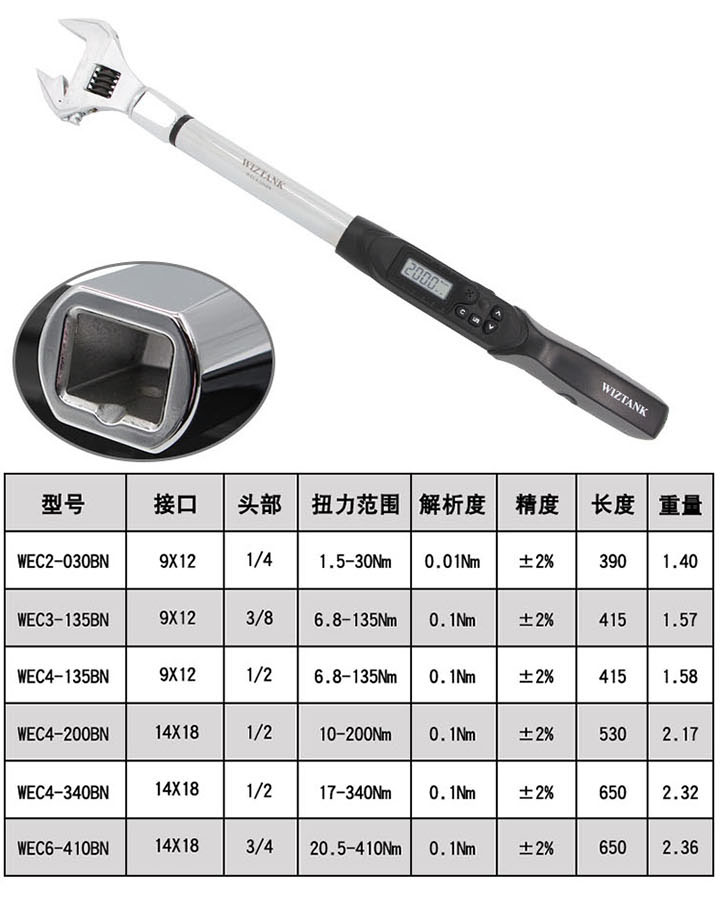 数显扭力扳手型号WE系列